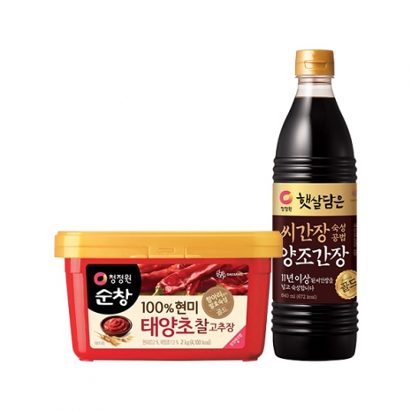 [타임특가]청정원 순창 현미 찰고추장 2kg + 씨간장숙성 양조간장골드 840ml