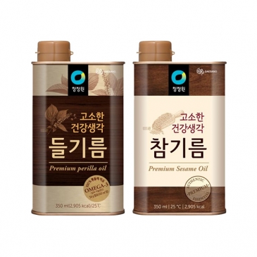 청정원 고소한 건강생각 참기름350ml+들기름350ml
