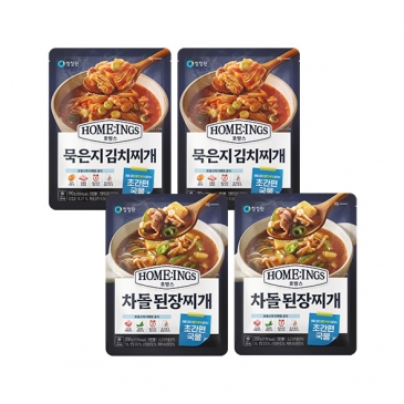 김찌된찌 4팩세트 (묵은지 김치찌개 190g 2팩 + 차돌 된장찌개 200g 2팩)