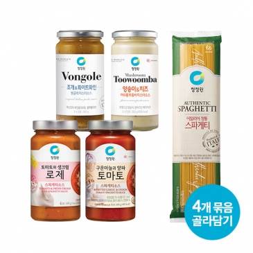 [골라담기]청정원 스파게티 소스 토마토 600gx4개 외 3종+스파게티면 500g