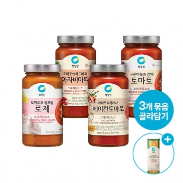 [골라담기] 청정원 스파게티소스 로제 600g 외 3종 총3개 + (증정)면500g