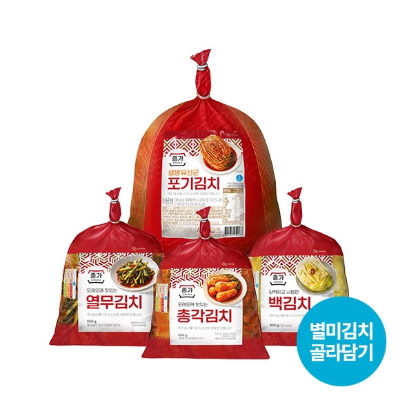 종가 생생유산균 포기김치 3.2kg+별미김치 900g (열무/총각/백김치 외 택1)