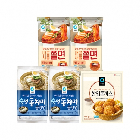 (주말특가)시원새콤 분식세트 (물냉면 2인분*2개+쫄면*2개+한입돈까스*1개)