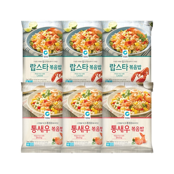 해물볶음밥 2종 6팩세트 (랍스터볶음밥 3팩 + 통새우볶음밥 3팩)