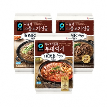 청정원 호밍스 서울식 소불고기전골 650gx2개 + 햄&고기 듬뿍 부대찌개 600g