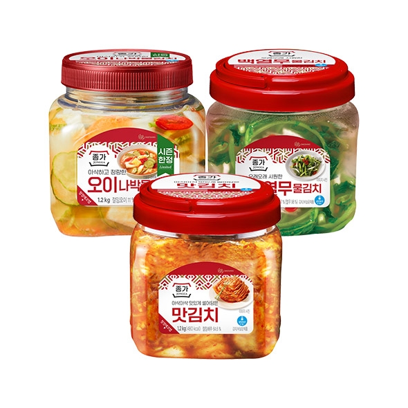 종가 오이나박 물김치1.2kg+맛김치 1.2kg+백열무김치 1.2kg