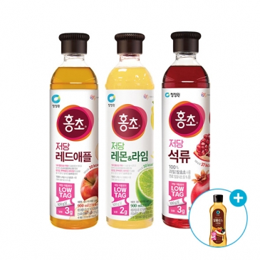 (주말특가)홍초 저당 900ml BEST 3종(석류+레드애플+레몬&라임)+ 알룰로스 시럽용 500g