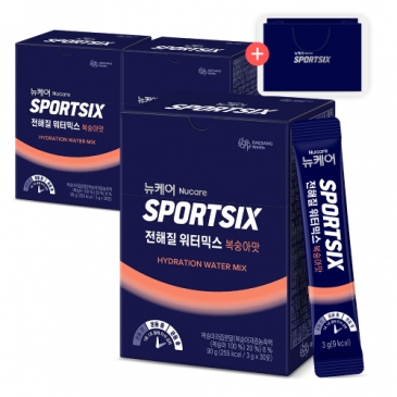 (쇼핑백포함) [운동 중&middot;후] 뉴케어 스포식스 전해질 워터믹스 복숭아맛 (3g&times;30포), 3박스