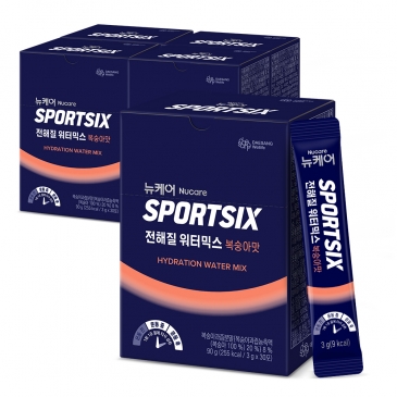 [운동 중&middot;후] 뉴케어 스포식스 전해질 워터믹스 복숭아맛 (3g&times;30포), 3박스