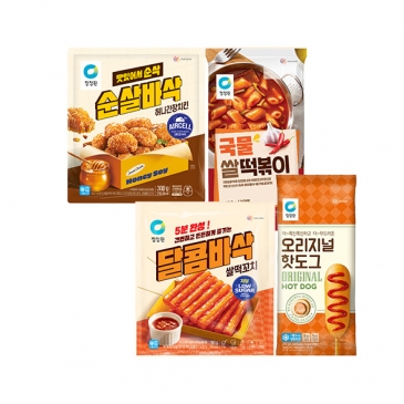 [릴레이특가]간식꾸러미 4종세트 (떡볶이+치킨+떡꼬치+핫도그)