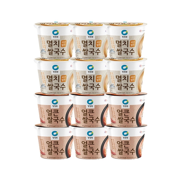 청정원 컵쌀국수 92gx12개 (멸치 6개+ 얼큰 6개)
