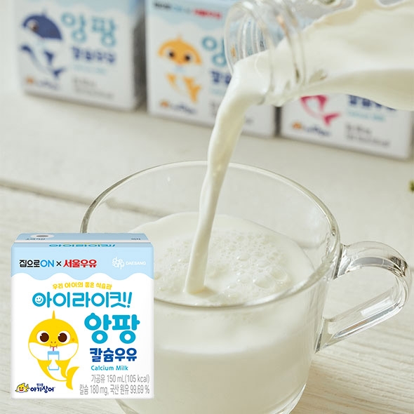 [박스] 집으로ON 핑크퐁 아기상어 앙팡 칼슘우유 150mlx24개입