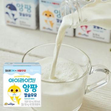[박스] 집으로ON 핑크퐁 아기상어 앙팡 칼슘우유 150mlx24개입
