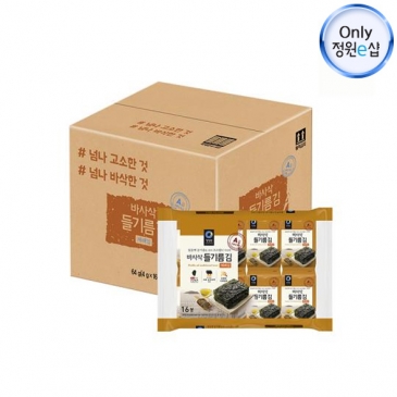 청정원 들기름 바사삭김 4g 64봉(16봉x4개/도시락)