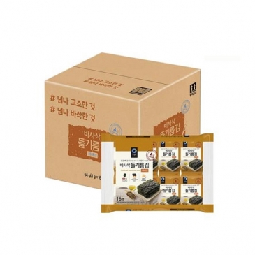 청정원 들기름 바사삭김 4g 64봉(16봉x4개/도시락)