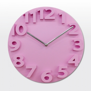 인테리어 3D 입체 칼라 벽시계 심플벽걸이시계 핑크