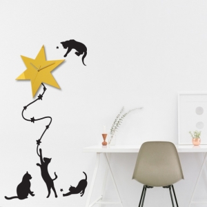 고양이 별 그래픽스티커 벽시계 DIY 인테리어 벽시계