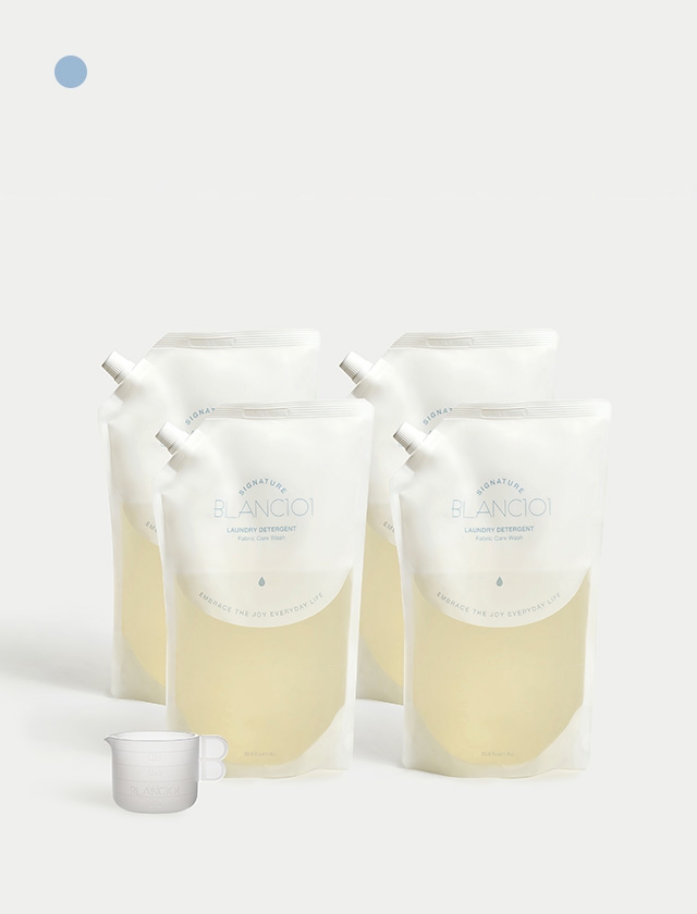 1L 리필 세제 시그니처 4개 세트 1Box+100ml 실리콘 계량컵 1개