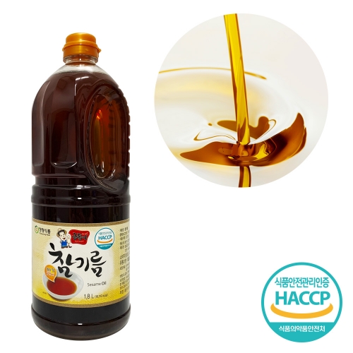 [청정식품] 볶은 통깨100% 통참깨 참기름 1.8L