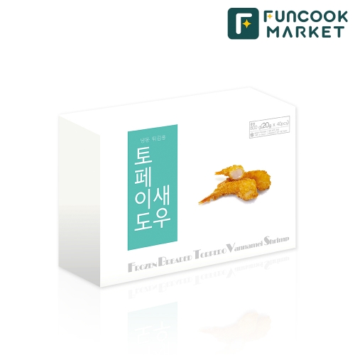 [펀쿡] 토페이도 새우튀김 800g (20g X 40미) 빵가루 일식 토페도 새우튀김 업소용