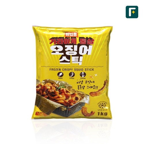 [펀쿡] 튀김용 가라아게 통살 오징어 스틱 튀김 1kg 오징어몸채 대용량 업소용