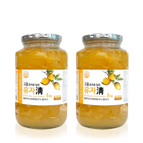 [딜리프] 전남 고흥 유자로 담은 유자청 1kg X 2