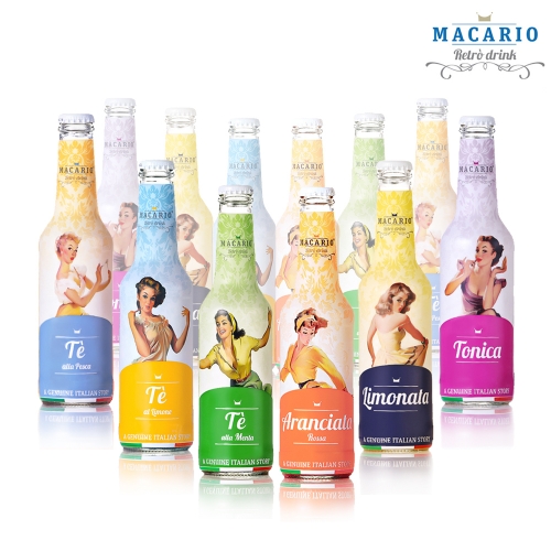 [마카리오] 마카리오 MACARIO 이탈리아 레트로 음료 스파클링/블랙티 275ml 12병입(6종 2병씩)