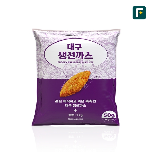 [펀쿡] 대구 순살 생선까스 1kg (50g X 20미) 흰살생선 생선 튀김
