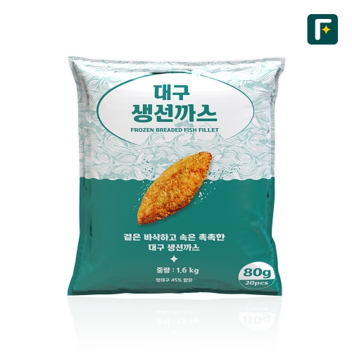 [펀쿡] 대구 순살 생선까스 1.6kg (80g X 20미) 흰살생선 생선 튀김
