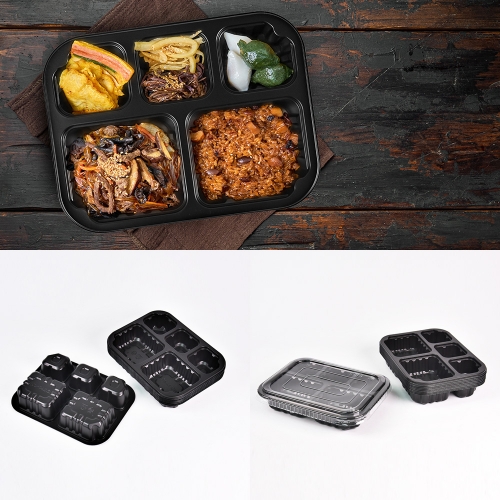 일회용 HG-642 실링 포장용기 5칸 배달용기 (뚜껑포함) 100개