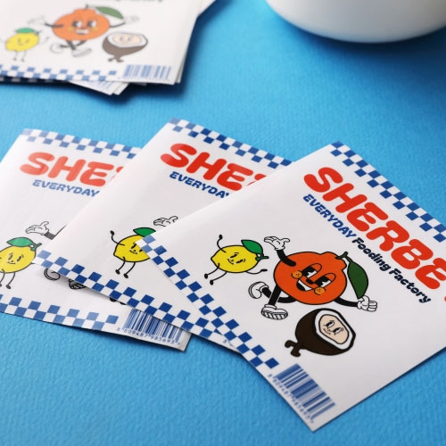 [20%할인] 컵샤베트 케이스용 스티커_샤베트프렌즈(오렌지라벨) 16매