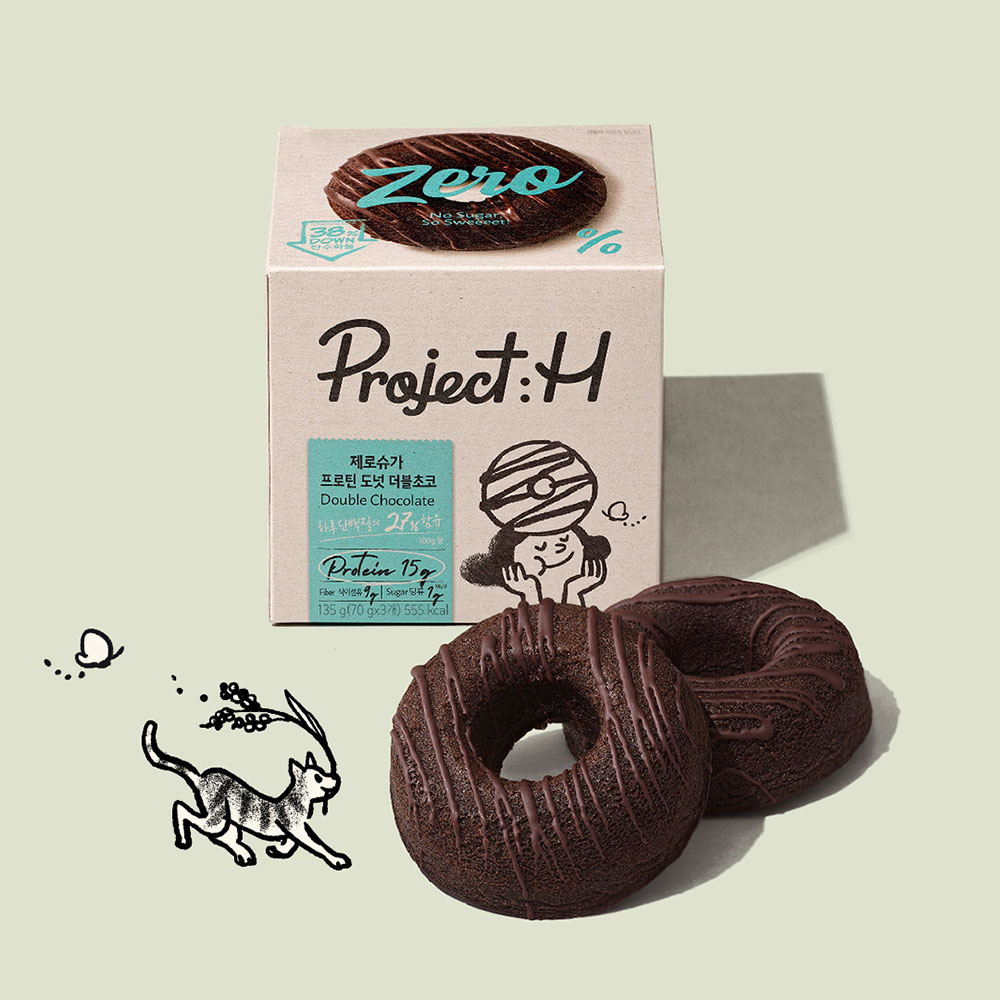 프로젝트:H 건강빵 프로틴 제로슈가 도넛 더블초코 3입 1박스