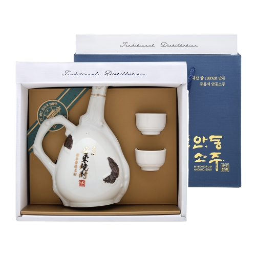 술마켓 명품안동소주 도자기 선물세트 45도 600ml 잔2개