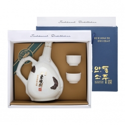 술마켓 명품안동소주 도자기 선물세트 45도 600ml 잔2개