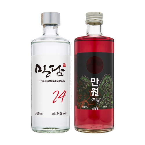 술마켓 착한농부 24도 만월,밀담 24도 세트_각1병+샷잔증정