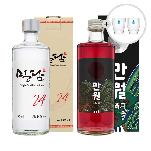 술마켓 착한농부 24도 만월,밀담 24도 세트_각1병+샷잔증정