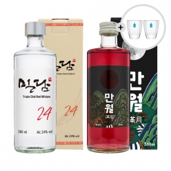 술마켓 착한농부 24도 만월,밀담 24도 세트_각1병+샷잔증정
