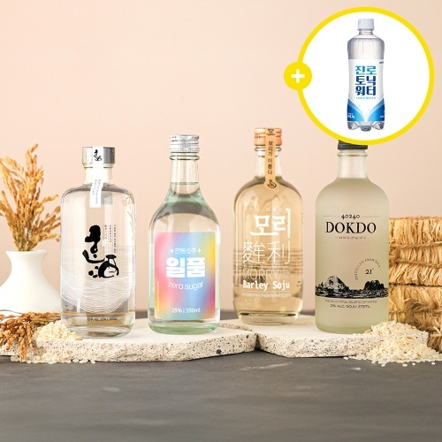 술마켓 증류식소주세트_모리19,일품제로25,독도21,한주25_토닉증정