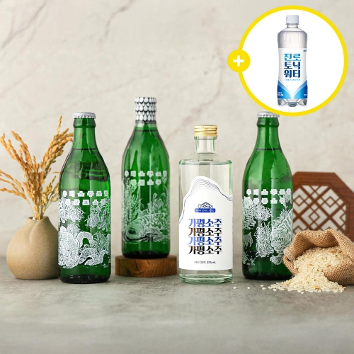 술마켓 우리소주 세트25도 360ml x4병_가평,당진,강릉,성산포_토닉증정