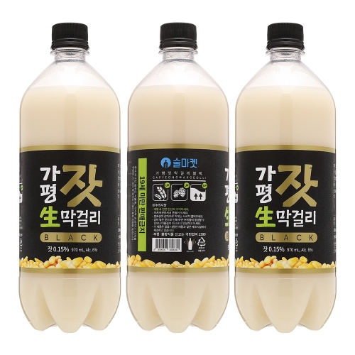술마켓 가평잣생막걸리 블랙 6도 970ml x 3병