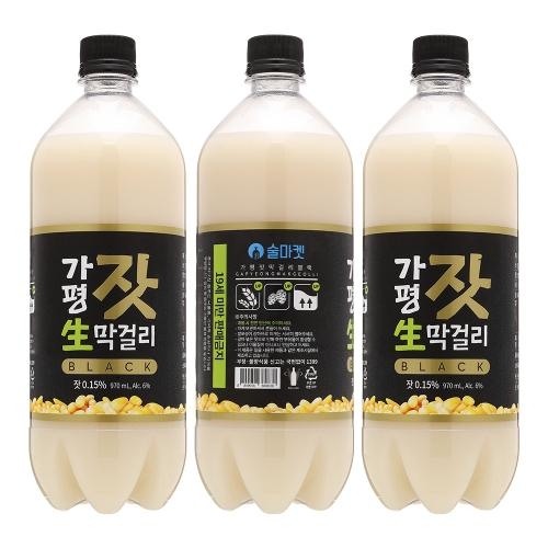 술마켓 가평잣생막걸리 블랙 6도 970ml x 3병