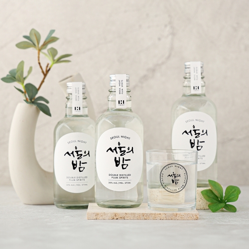 술마켓 더한 카카오프렌즈 서울의밤 매실증류주25도 375ml x3병 온더락잔, 토닉 증정