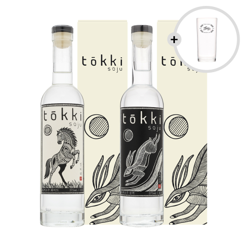 토끼소주세트 375mlx2병 22도 화이트x1병 40도 블랙x1병_토끼하이볼잔