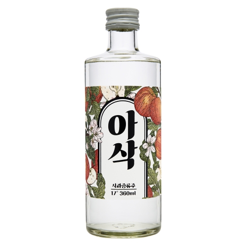술마켓 착한농부 아삭17도 360ml x15병 박스상품 캠핑 모임 대용량 사과증류주