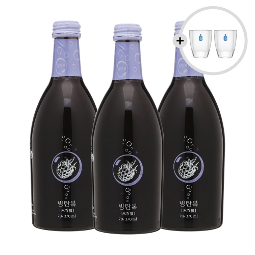 술마켓 배상면주가 빙탄복 7도 370ml x3병 샷잔 2P 행사스파클링복분자주