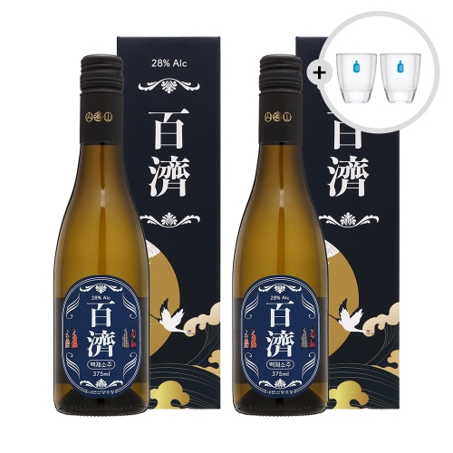 술마켓 내변산 프리미엄 백제소주 28도 375ml x 2병 샷잔2P 옹기숙성