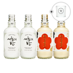 술마켓 더한 서울의밤 25도 375ml x2 매실원주 13도 375ml x2 전용 온더락잔