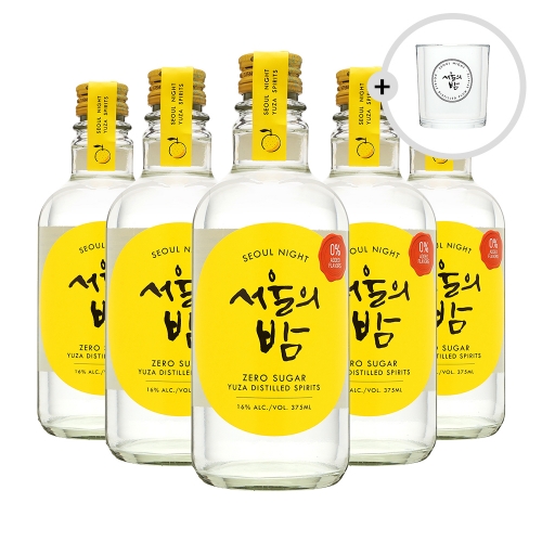술마켓 더한 서울의밤 유자스피릿 16도 375ml x5병 전용온더락잔