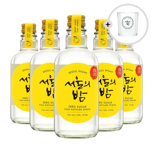 술마켓 더한 서울의밤 유자스피릿 16도 375ml x5병 전용온더락잔