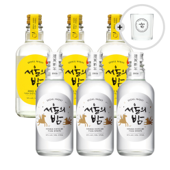 술마켓 더한 서울의밤 25도 375ml x3, 유자스피릿 16도 375ml x3 전용온더락잔